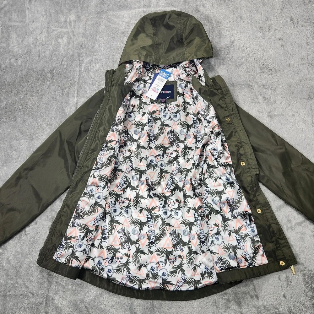 Limited Too Jacket Girls Large 14/16 Hooded Raincoat‎ New Army Polyester